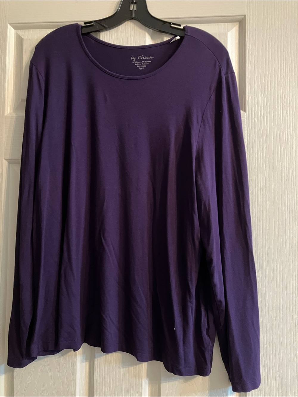 Chico's Long Sleeve Crewneck Top in Deep Plum